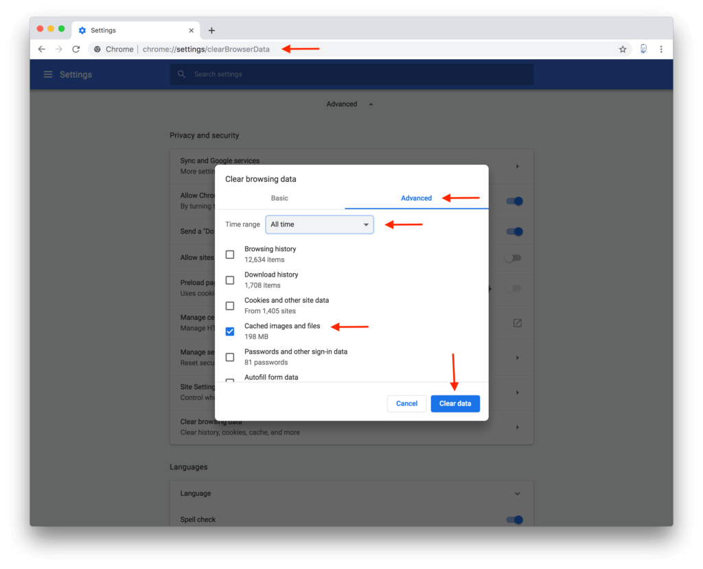 How to clear browser cache in Chrome for Windows and Mac